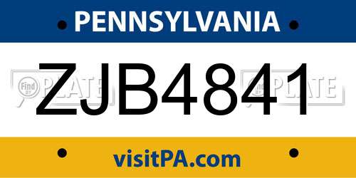 ZJB4841 Pennsylvania License Plate