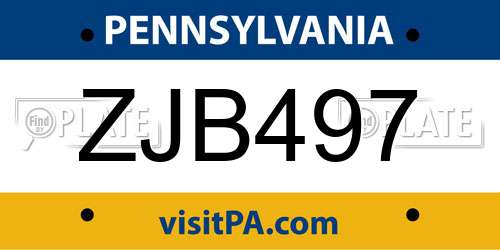 ZJB497 Pennsylvania License Plate