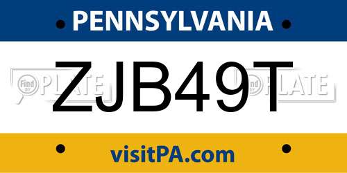 ZJB49T Pennsylvania License Plate