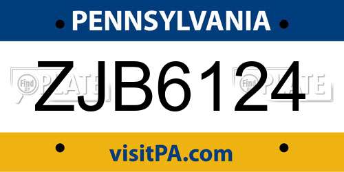 ZJB6124 Pennsylvania License Plate
