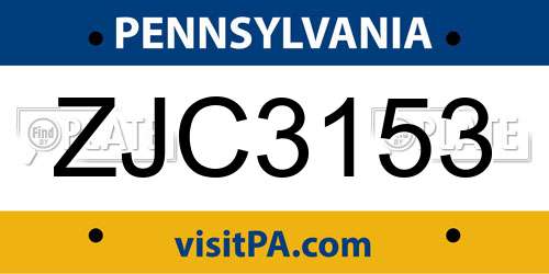 ZJC3153 Pennsylvania License Plate