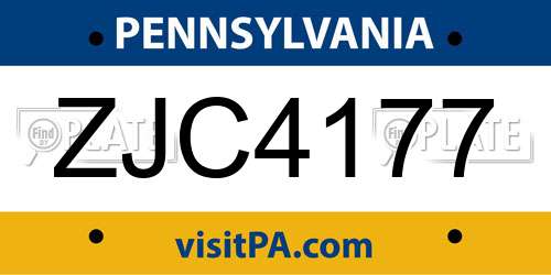 ZJC4177 Pennsylvania License Plate