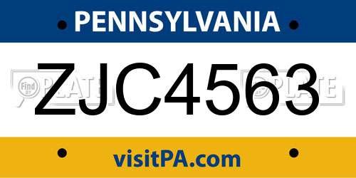 ZJC4563 Pennsylvania License Plate
