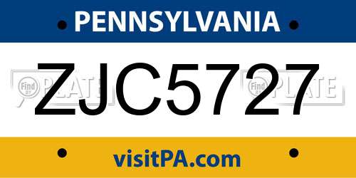 ZJC5727 Pennsylvania License Plate