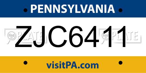 ZJC6411 Pennsylvania License Plate