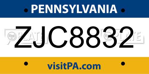 ZJC8832 Pennsylvania License Plate
