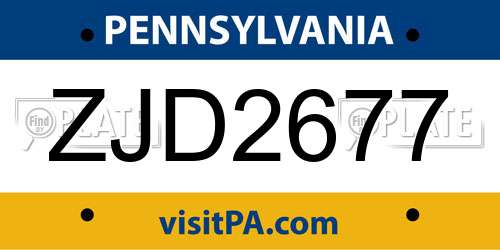 ZJD2677 Pennsylvania License Plate