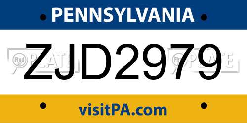 ZJD2979 Pennsylvania License Plate