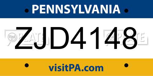 ZJD4148 Pennsylvania License Plate