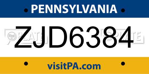 ZJD6384 Pennsylvania License Plate