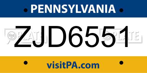 ZJD6551 Pennsylvania License Plate
