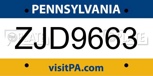 ZJD9663 Pennsylvania License Plate