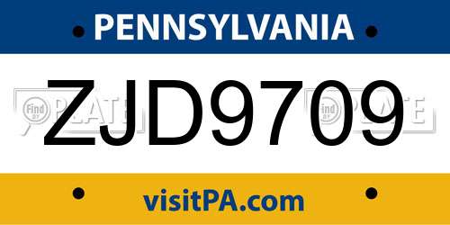 ZJD9709 Pennsylvania License Plate