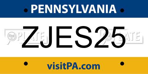 ZJES25 Pennsylvania License Plate