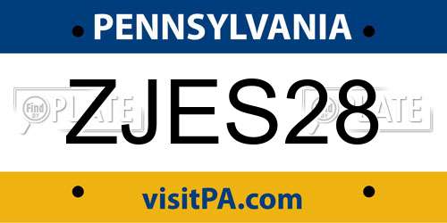 ZJES28 Pennsylvania License Plate