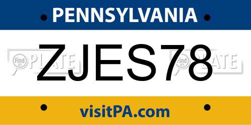 ZJES78 Pennsylvania License Plate