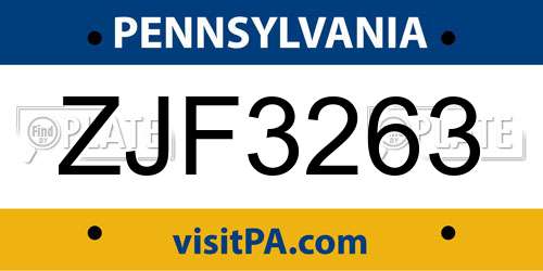 ZJF3263 Pennsylvania License Plate