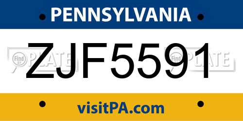 ZJF5591 Pennsylvania License Plate