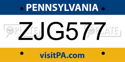 ZJG577 Pennsylvania License Plate