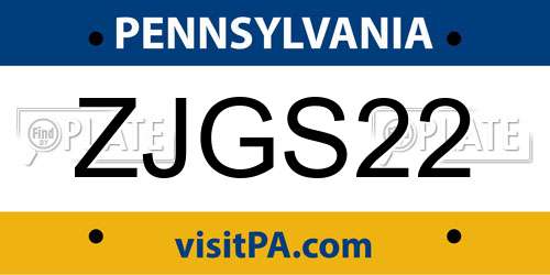 ZJGS22 Pennsylvania License Plate
