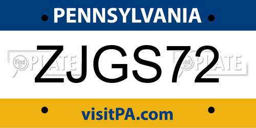 ZJGS72 Pennsylvania License Plate