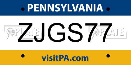 ZJGS77 Pennsylvania License Plate