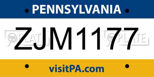 ZJM1177 Pennsylvania License Plate
