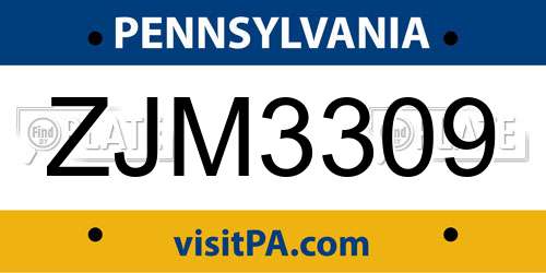 ZJM3309 Pennsylvania License Plate