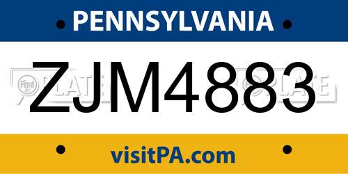 ZJM4883 Pennsylvania License Plate