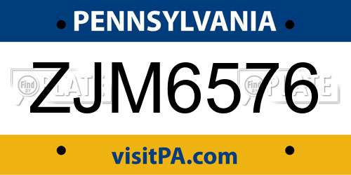 ZJM6576 Pennsylvania License Plate