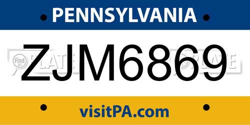 ZJM6869 Pennsylvania License Plate