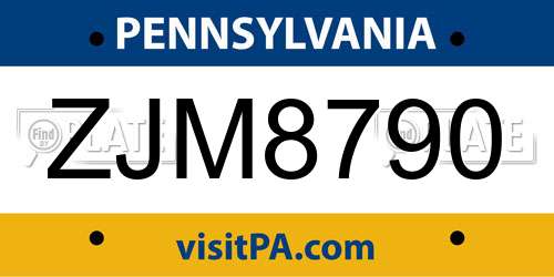 ZJM8790 Pennsylvania License Plate