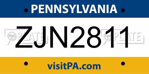 ZJN2811 Pennsylvania License Plate