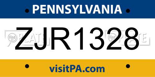 ZJR1328 Pennsylvania License Plate
