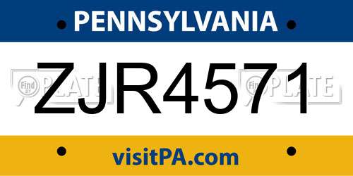 ZJR4571 Pennsylvania License Plate