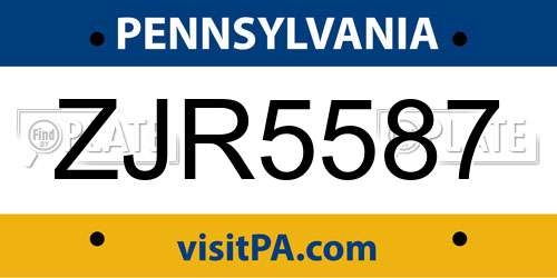 ZJR5587 Pennsylvania License Plate