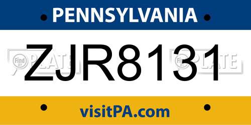 ZJR8131 Pennsylvania License Plate