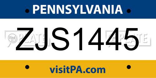 ZJS1445 Pennsylvania License Plate