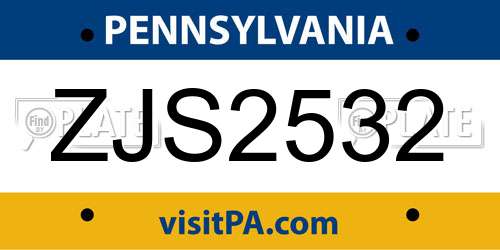 ZJS2532 Pennsylvania License Plate