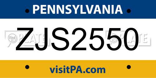 ZJS2550 Pennsylvania License Plate