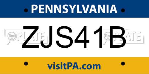 ZJS41B Pennsylvania License Plate