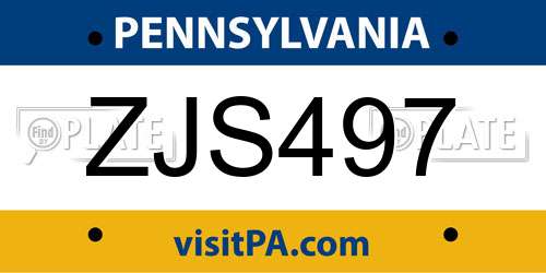 ZJS497 Pennsylvania License Plate