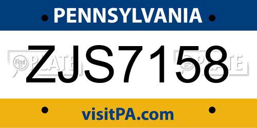 ZJS7158 Pennsylvania License Plate
