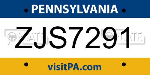 ZJS7291 Pennsylvania License Plate