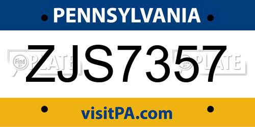 ZJS7357 Pennsylvania License Plate