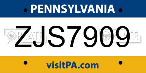ZJS7909 Pennsylvania License Plate
