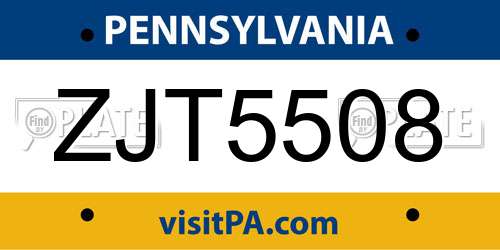 ZJT5508 Pennsylvania License Plate