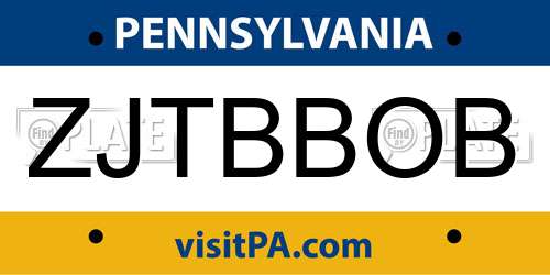 ZJTBBOB Pennsylvania License Plate