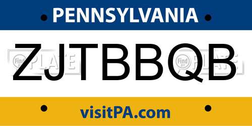 ZJTBBQB Pennsylvania License Plate