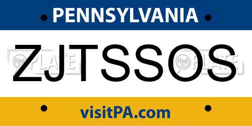 ZJTSSOS Pennsylvania License Plate